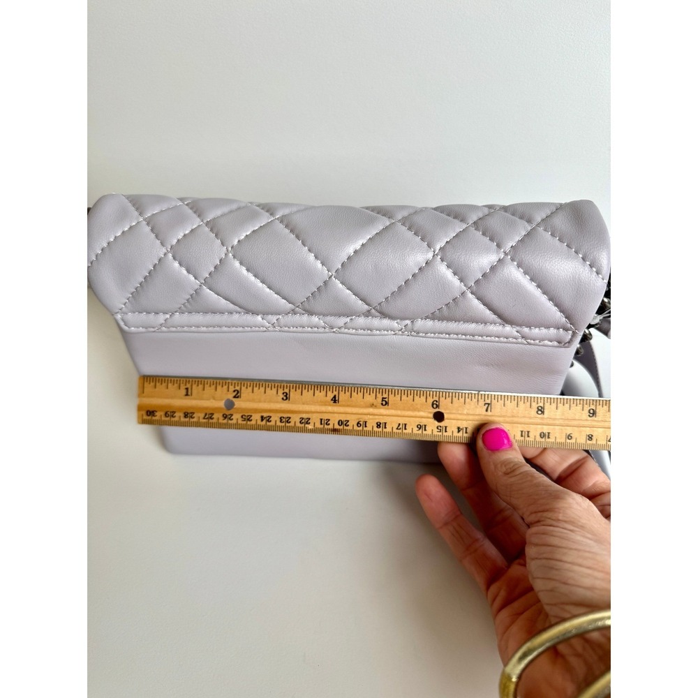 Kurt Geiger London Brixton Gray Quilted Leather Crossbody Chain Flap Bag NWT - Picture 10 of 16